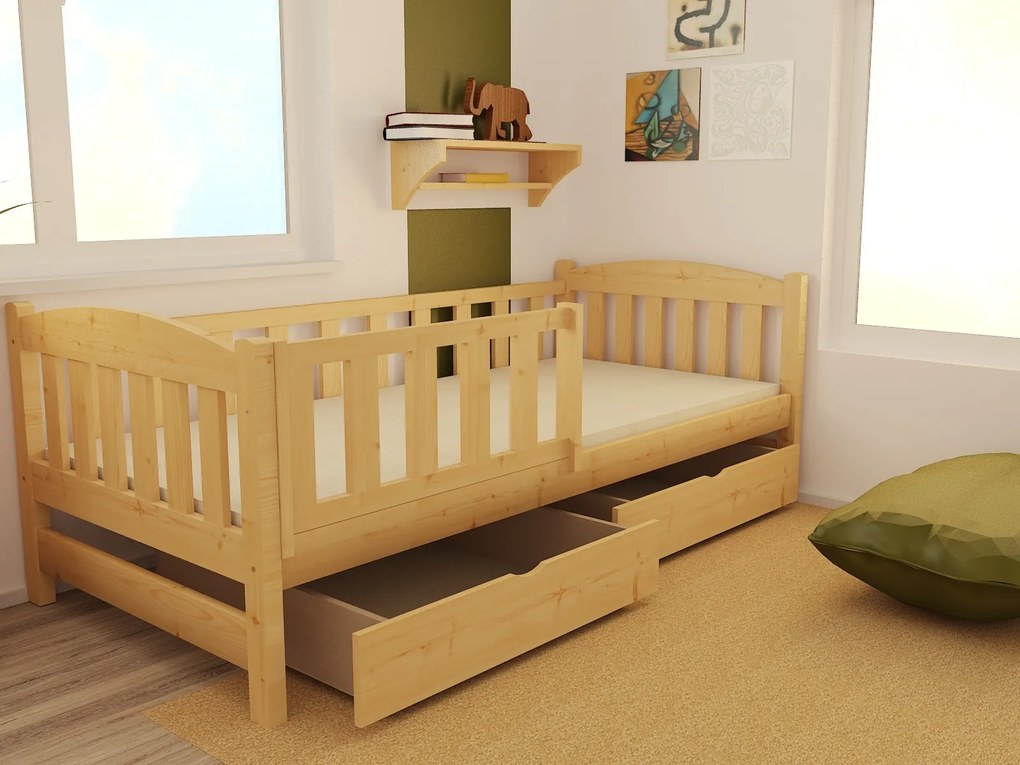 Detská posteľ z masívu 200x90cm so zásuvkami - DP002