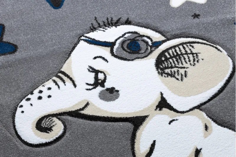 Dywany Łuszczów, Detský kusový koberec Petit Elephant stars grey kruh, 160x160 (priemer) kruh, šedá, detská izba