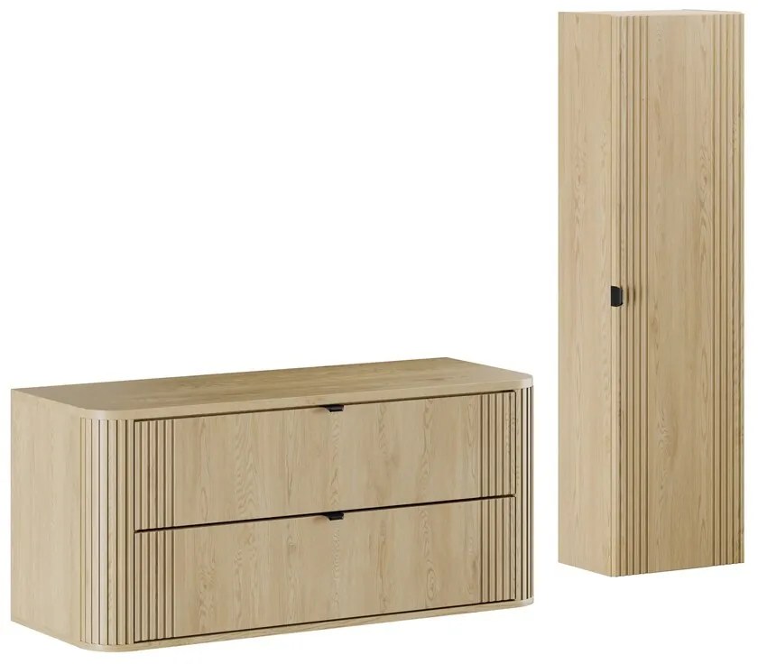 Kúpeľňová zostava Ovalia so skrinkami 120 cm dub Cremona