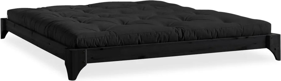 Dvojlôžková posteľ z borovicového dreva s matracom Karup Design Elan Comfort Mat Black/Black, 180 × 200 cm