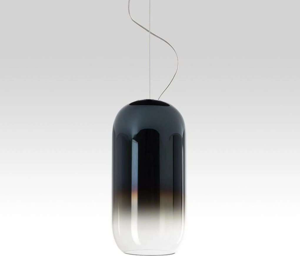 Artemide Gople závesná lampa modrá, design Big, fúkané sklo, E27, 20W