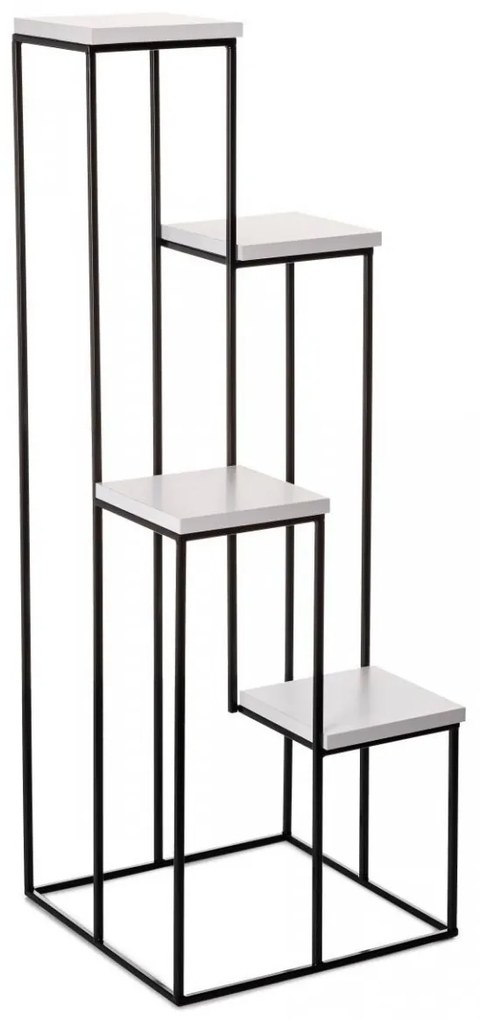 Kvetinový stojan v industriálnom štýle 110 cm čierny/biely