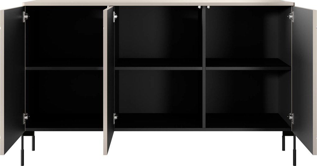 Komoda Sonatia 150 cm - kašmírová / čierna
