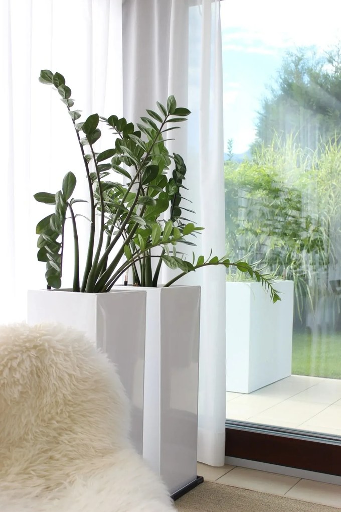 Kvetináč BLOCK, pozink, výška 80 cm, biely, vr. zavlaž. systému