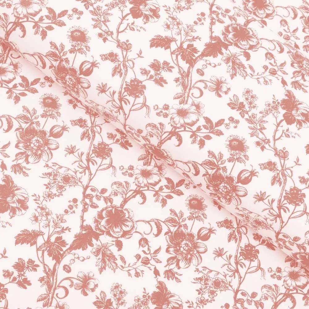 Biante Bavlnený obdĺžnikový obrus Sandra SA-640 Lososové kvety na bielom 140x220 cm