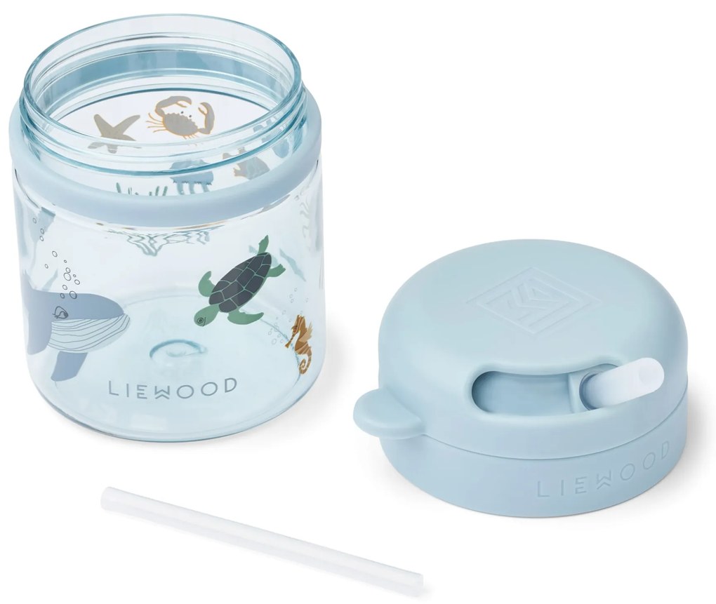 LIEWOOD Detská fľaša so slamkou Pavia Sea Creature Sandy 280 ml
