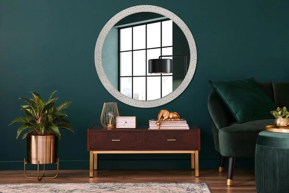 Okrúhle zrkadlo s potlačou Perie fi 100 cm