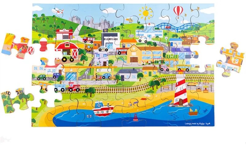 Bigjigs Toys Podlahové puzzle Mesto 48 dielikov
