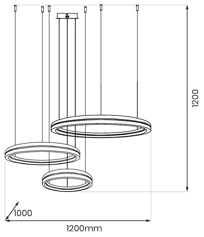 Závesné LED svietidlo Gravity, 3x LED 108w, 4000k, b