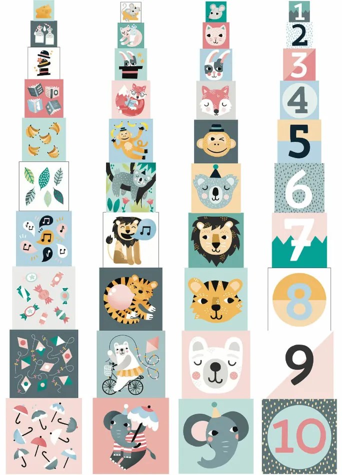 Vilac skladacie kocky zvieratká s číslami