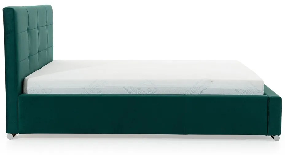 Čalúnená posteľ Elderio s úložným priestorom 160x200 cm - zelený zamat Monolith 37 - Koncovka Série