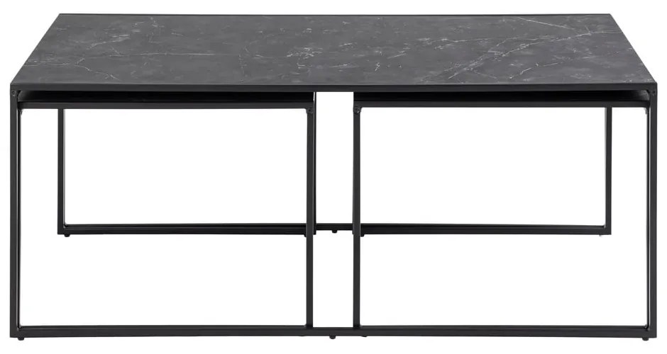 Matne čierne konferenčné stolíky v súprave 3 ks s doskou v dekore mramoru 60x120 cm Infinity – Actona
