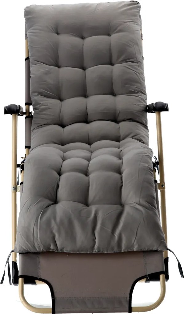 CH Záhradné skladacie relaxačné kreslo s vankúšom Zero V - tmavosivá