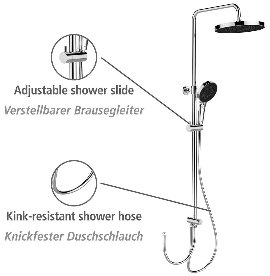 Sprchový set z nerezovej ocele v lesklej striebornej farbe 120 cm Soft Water – Wenko