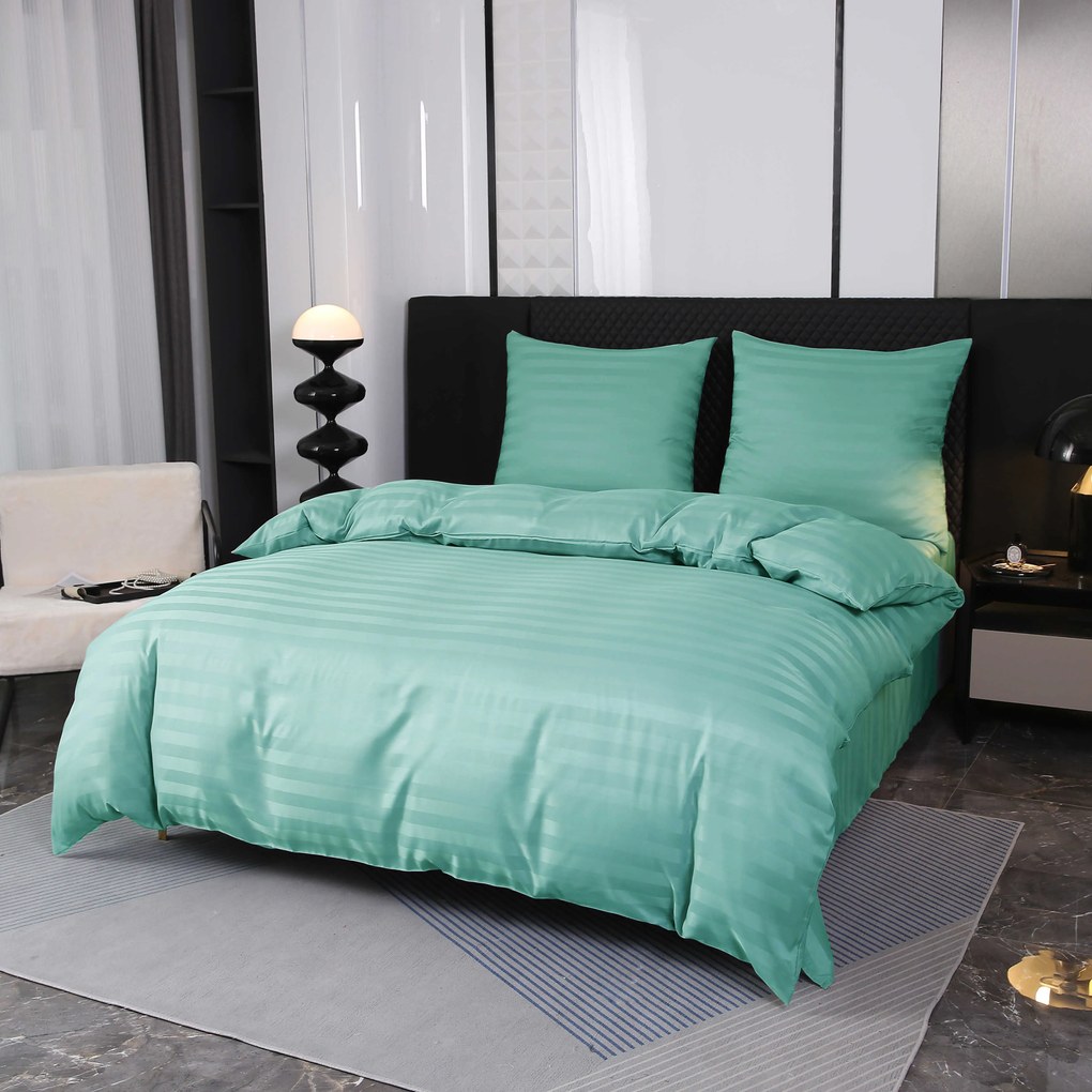 Hotelové obliečky z mikrovlákna JASMINE mentolové - prúžok 2 cm Rozmer obliečky: 2 ks 70 x 80 cm | 160 x 200 cm