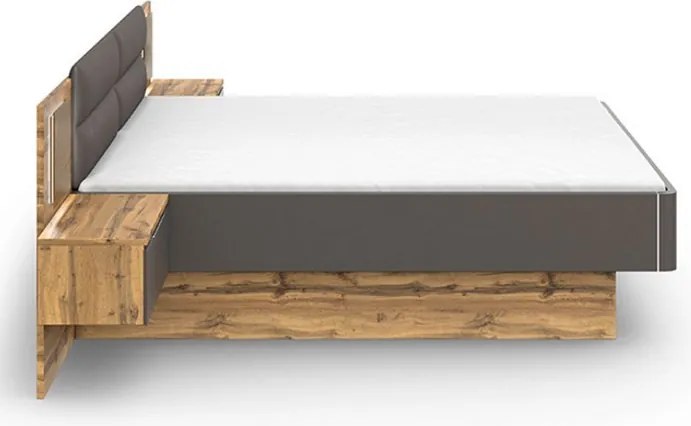 Posteľ s nočnými stolíkmi Capri 180x200 cm, dub wotan/šedá