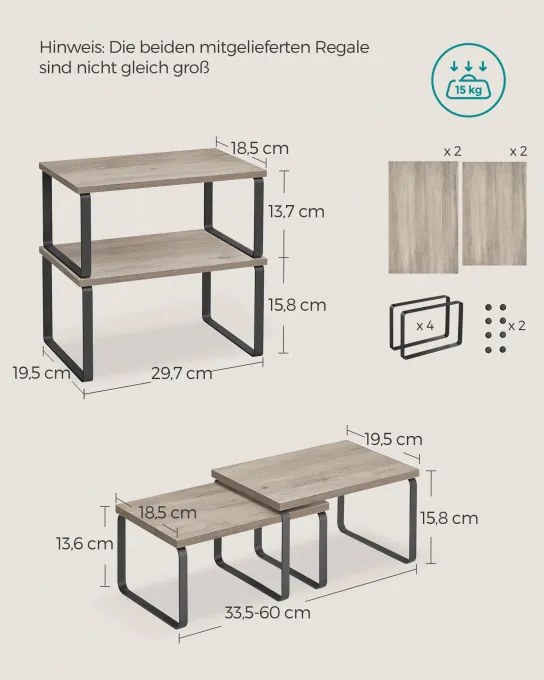 Set 4 kuchynských políc KCS021X02