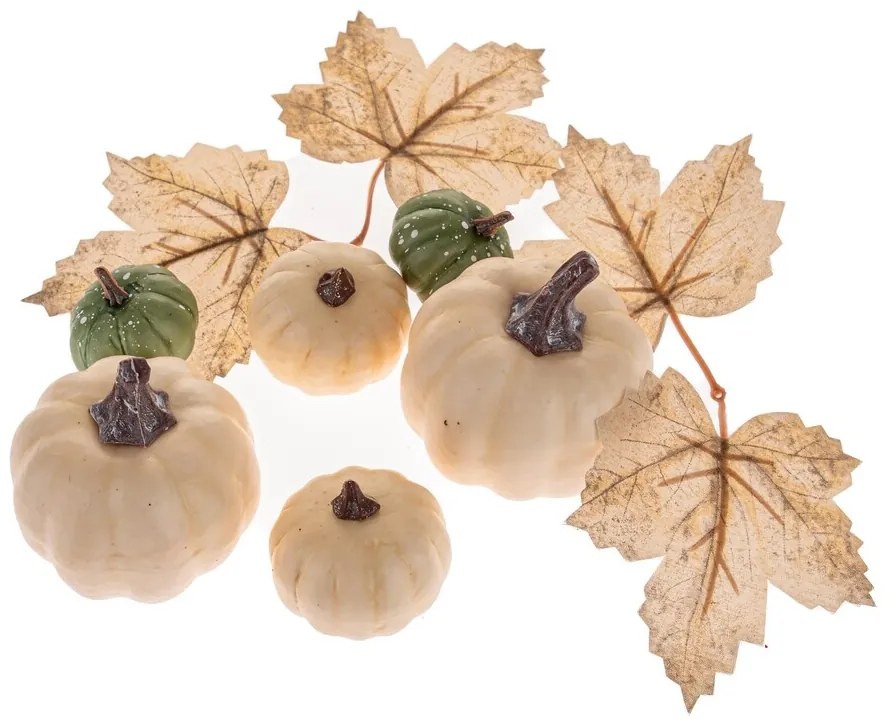 Súprava jesenných dekorácií, tekvice a listy, 10 ks