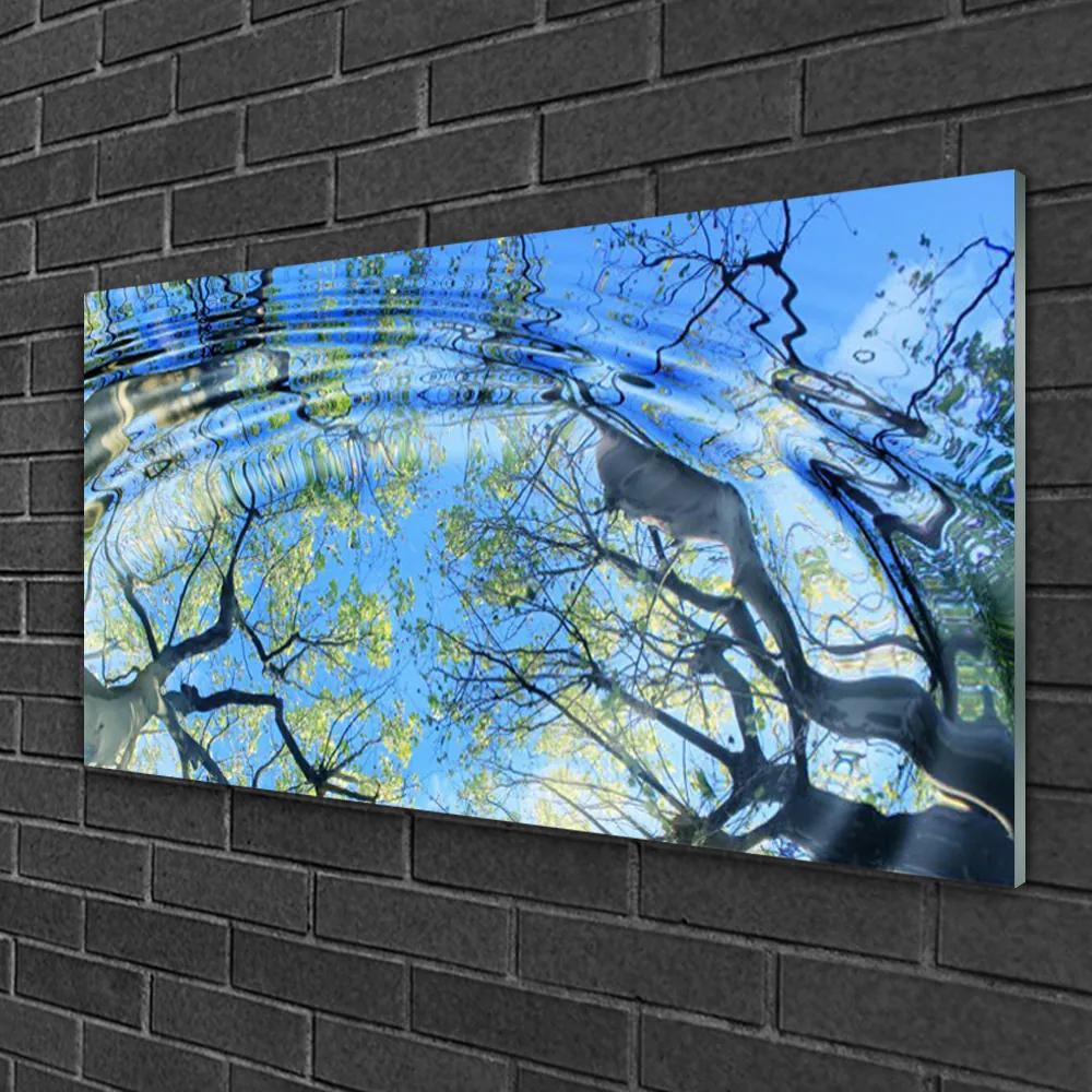 Obraz na skle Voda stromy umenie 125x50 cm