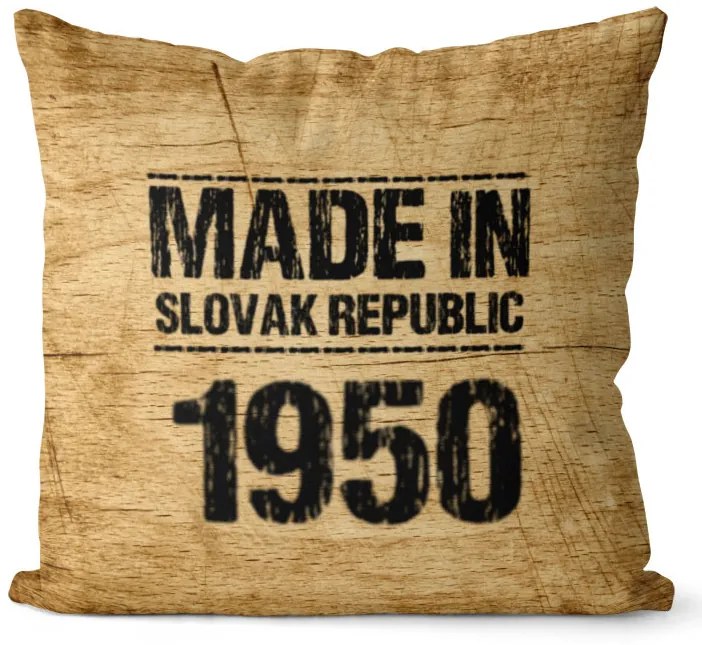 Vankúš Made In + rok (Veľkosť: 55 x 55 cm, rok: 1950)