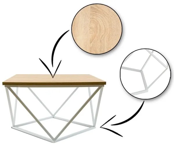 Konferenčný stolík CURVED 60x60 cm biela/béžová