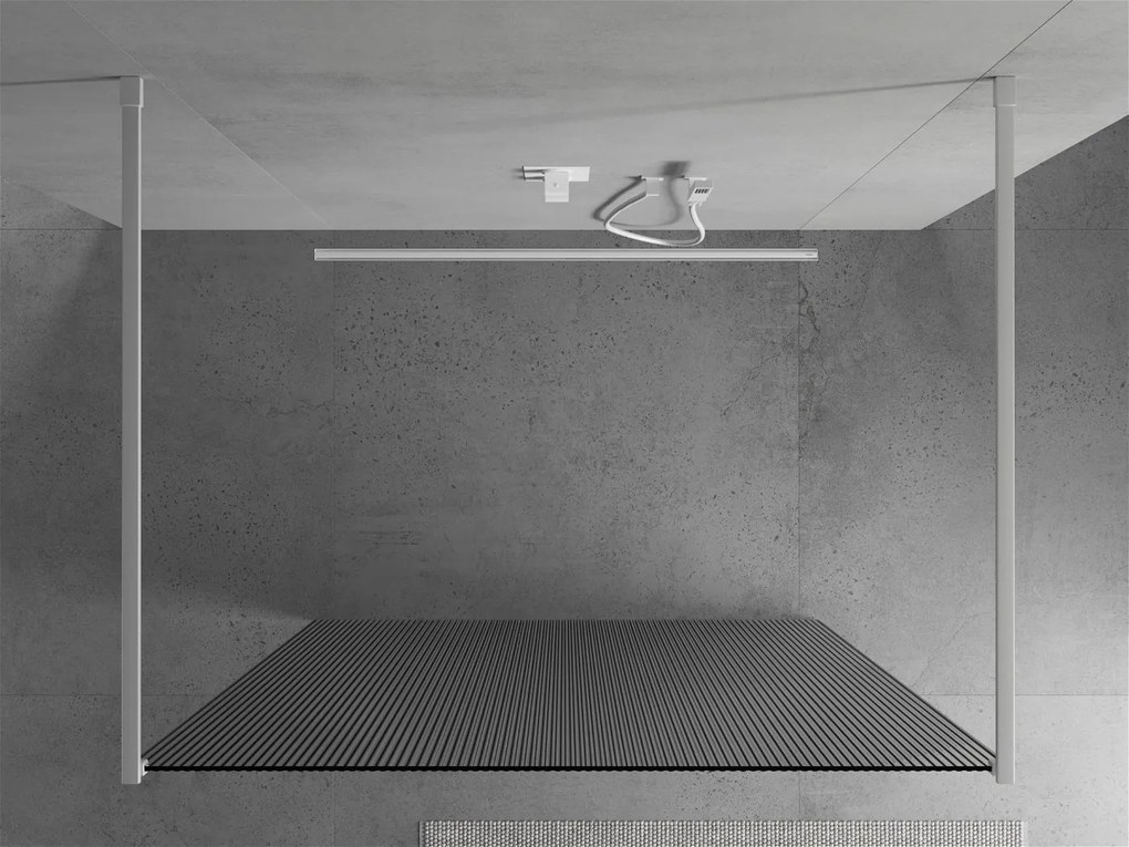 Mexen Kioto, sprchová zástena Walk-In 140 x 200 cm, 8mm sklo s rebrovým vzorom, biela profil, 800-140-002-20-09