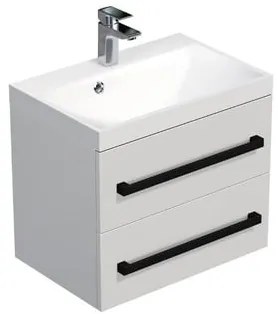 Kúpeľňová skrinka s čiernou úchytkou a umývadlom SAT Cube Way 60x53x40 cm biela lesk lesk/mat CUBE2C60ZBL, 1 ks