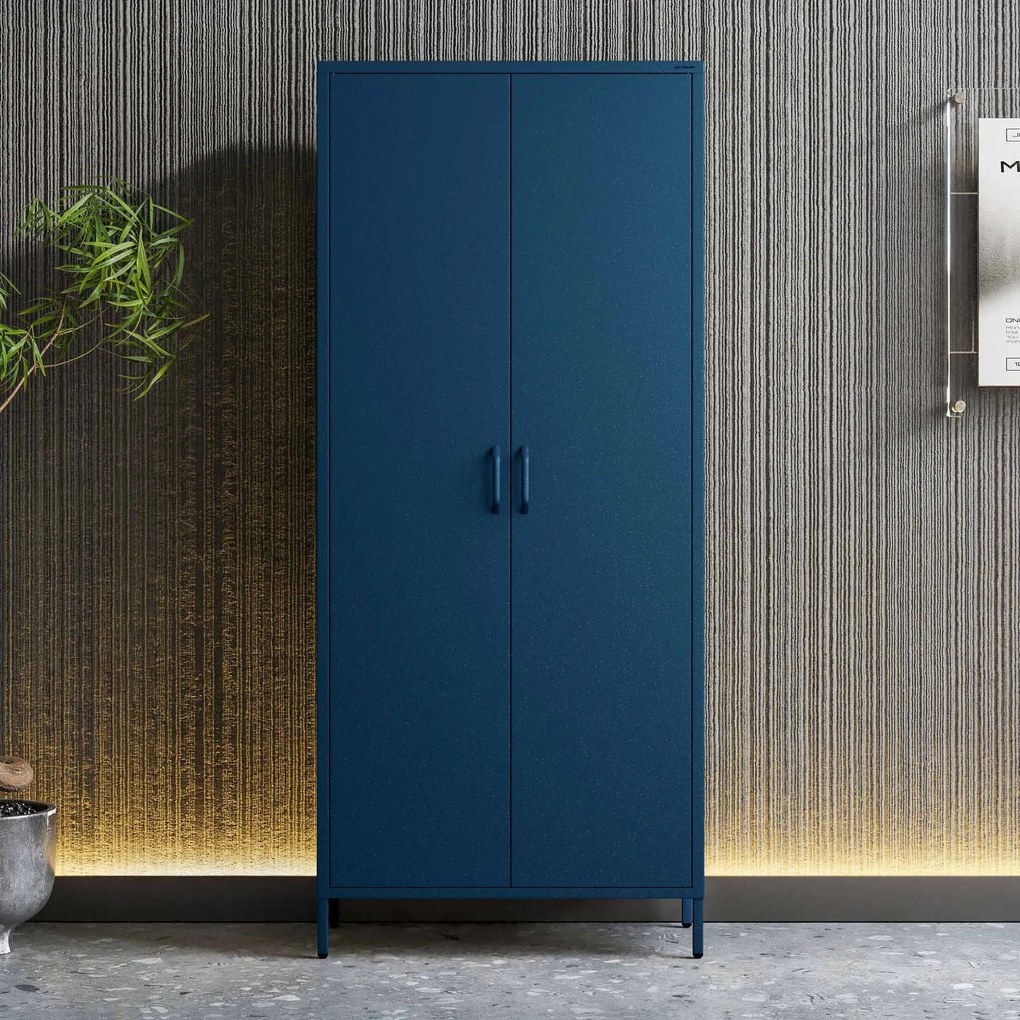 Šatníková skriňa FLAVIO, 800 x 1850 x 450 mm, Modern: tmavomodrá farba
