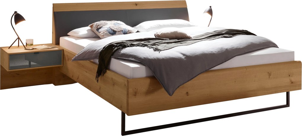 XXXLutz POSTEĽ S NOČNÝMI STOLÍKMI, 180/200 cm, dub bianco, lávovosivá Dieter Knoll - Postele - 000442010701