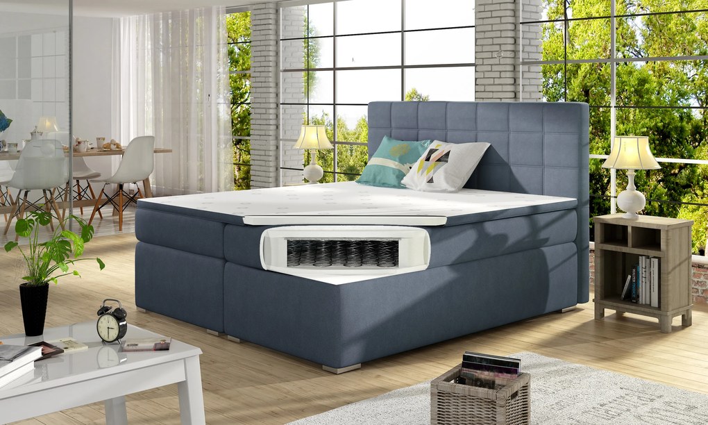 Kontinentálna posteľ 140 cm Abbie (modrá) (s matracmi). Vlastná spoľahlivá doprava až k Vám domov. 1027413