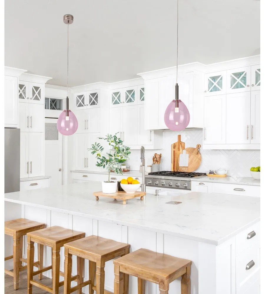 Fialové LED závesné svietidlo so skleneným tienidlom Lukka – Candellux Lighting