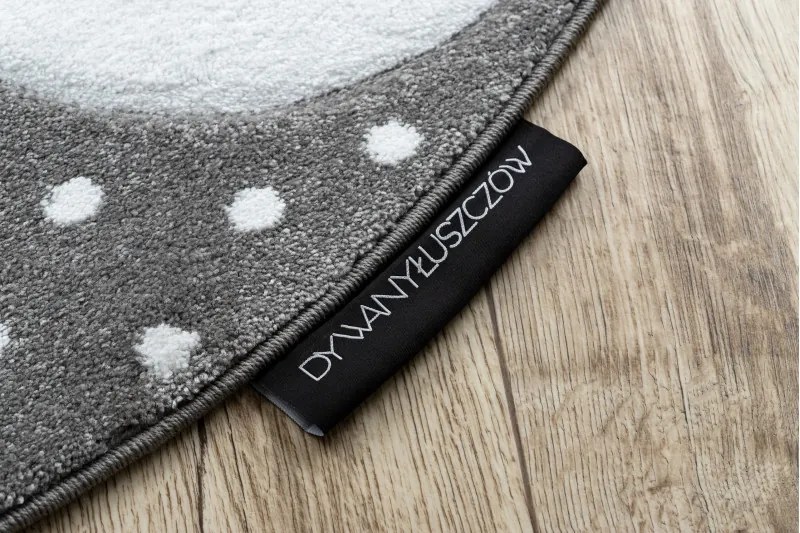 Dywany Łuszczów, Detský kusový koberec Petit Bunny grey kruh, 140x140 (priemer) kruh, šedá, detská izba