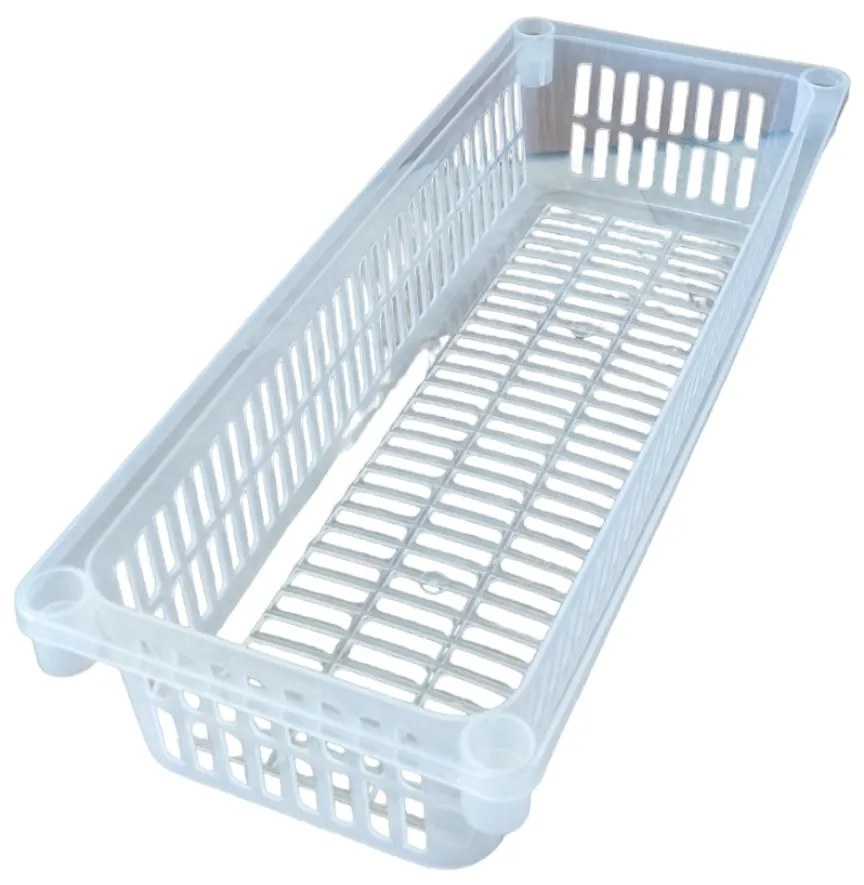 Úložný kôš, box a organizér extra hlboký 50 cm x 20 cm INVA, transparentný