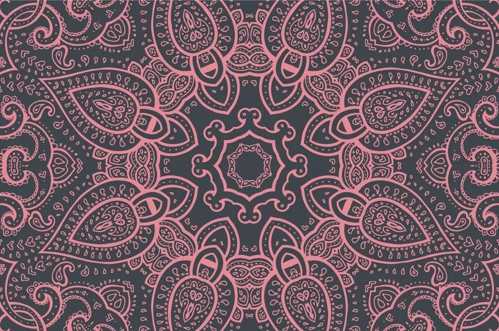 Tapeta Mandala s indickým nádychom v ružovej - 225x150