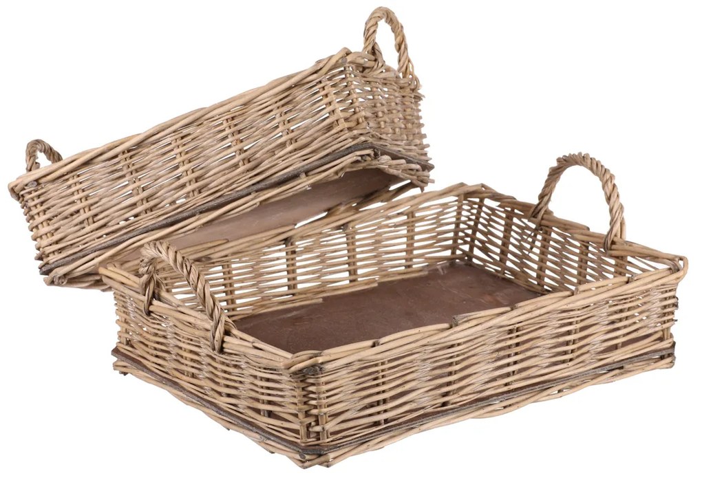 Sada prútených tácok Nature obdĺžnik, 2 ks, 2 veľkosti, 51 x 11 x 39 cm