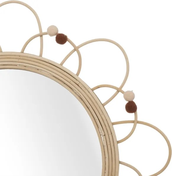Atmosphera - Detské nástenné zrkadlo CAMPAIN pr. 38 cm ratan