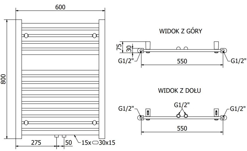 Mexen Hades, vykurovacie teleso 800 x 600 mm, 447 W, čierna, W104-0800-600-00-70