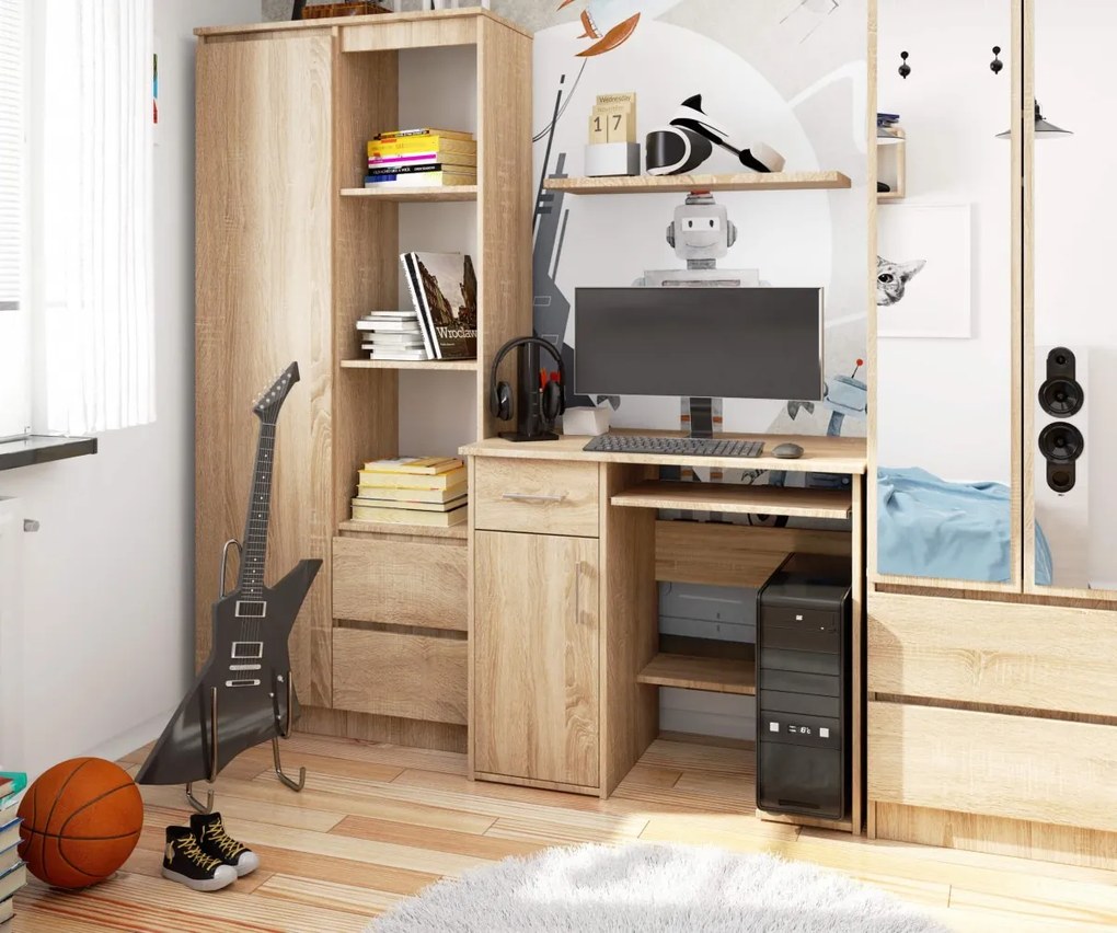 Volně stojící psací stůl Jay 90 cm dub sonoma