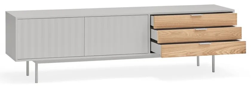 TV stolík v dekore duba v šedo-prírodnej farbe 180x52 cm Sierra – Teulat