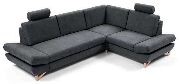 Rozkladacia rohová čalúnená sedacia súprava AVESTA, pravá, s úložným priestorom do tvaru L, antracit