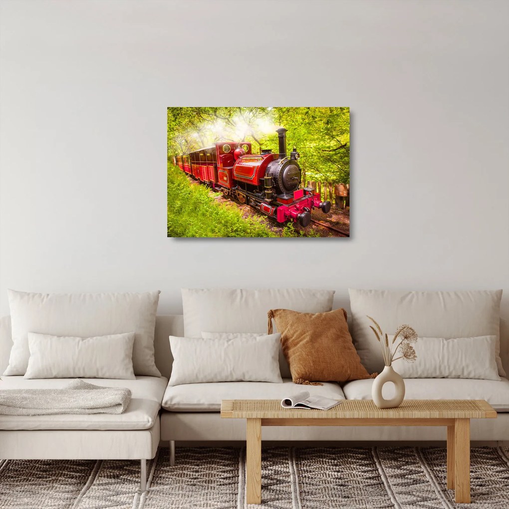 Sklenený obraz parného vlaku (70x50 cm)