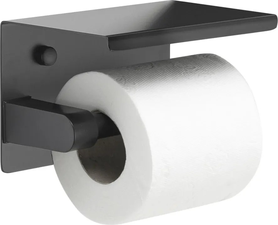 Sapho Sapho, Držiak toaletného papiera s poličkou, čierna matná, UN1197B