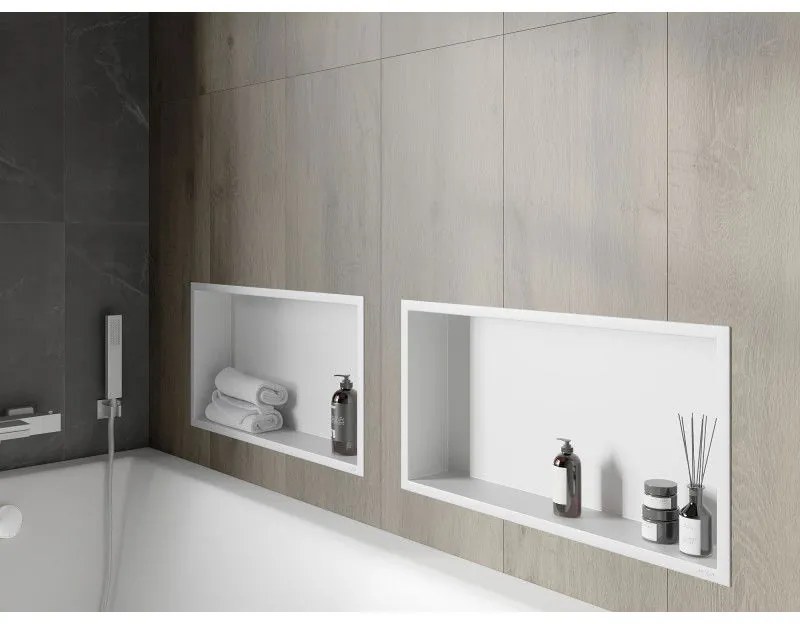 Mexen X-Wall-R, polička na zapustenie na obklad s golierom 60 x 30 cm, biela, 1920603010