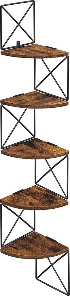 Rohová nástenná polica Vasagle Raplho hnedá/čierna