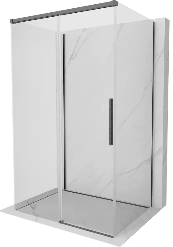 Mexen Rox-3S, 3-stenný sprchový kút 145 x 85 cm, 8mm číre sklo, grafitový profil, 8C2-145-085-66-00-3S