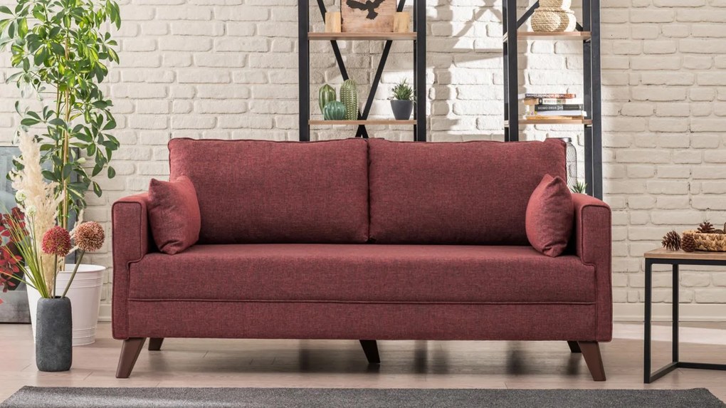 Hanah Home - Dizajnová 2-miestna pohovka BELLA 177 cm, starožitná červená, tkanina