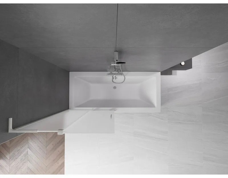 Mexen Velar L, 2-krídlová posuvná vaňová zástena 95 x 150 cm, 8mm sklo námraza, brúsená oceľ, 896-095-003-31-97