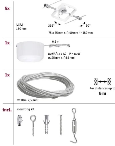 Paulmann 94134 - SADA 5xGU5,3/10W Bodové svietidlo MAC 230V biela