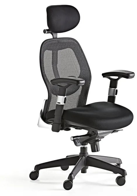 Kancelárska stolička SWANSEA, vysoké operadlo zo sieťoviny, čierna