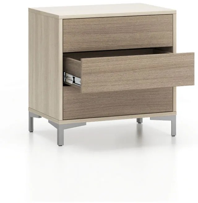 Kancelárska komoda LAYERS, 3 zásuvky, pevná podnož, dub prírodný / dub morený